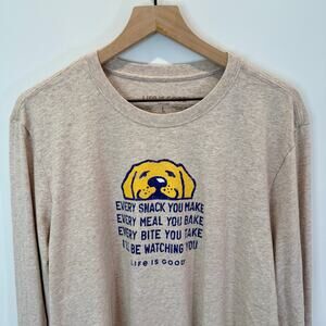 Life is Good Long Sleeve Graphic Tee Men’s Large Funny Dog